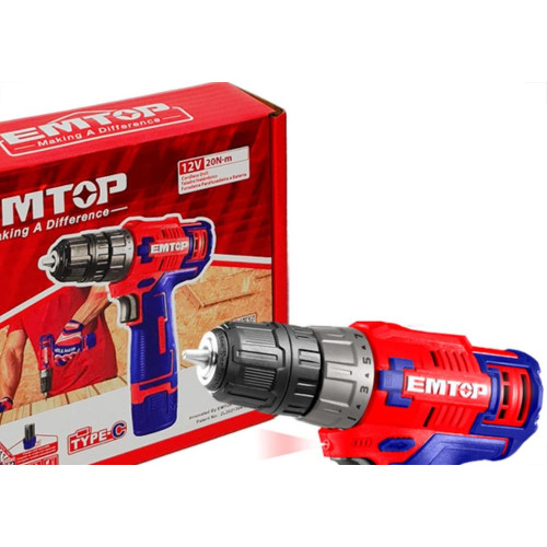 Emtop Furadeira/Parafusadeira  12V 20N Bat 1,5Ah