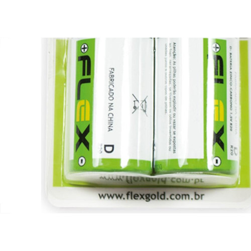 Flex Pilha  Tipo D Zinco-Carbono C/2