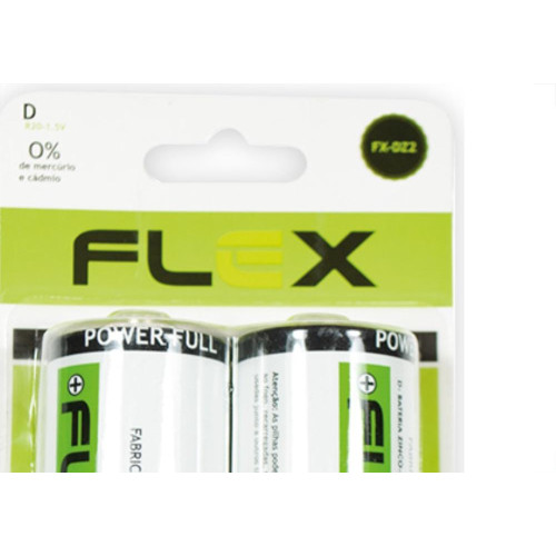 Flex Pilha  Tipo D Zinco-Carbono C/2
