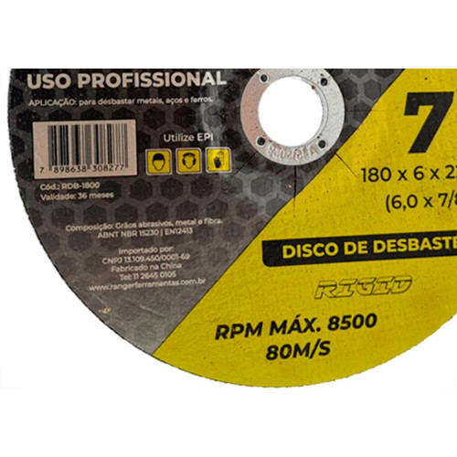 Ranger Disco  Desbaste 7 X 7/8 - Kit C/10 Un