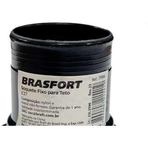 Brasfort Soquete P/Teto  E27 Pto - Kit C/20 Un