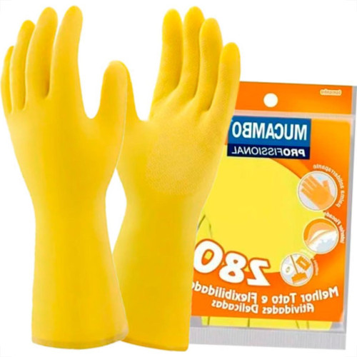 Mucambo Luva  Forrada Amarela ,M - Kit C/10 Pr