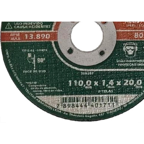 Telstar Disco Tels.Inox/Ferro 110 X 20Mm - Kit C/5 Pc