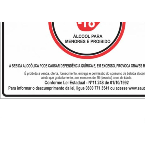 Look Placa Sinalizacao 20X25 Proi.Alcool -18