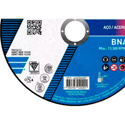 Norton Disco Nort.Inox 4.1/2X1,0X7/8 Bna12 - Kit C/25 Pc