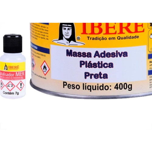 Ibere Massa Plastica  Preta 400 Grs - Kit C/12 Pc