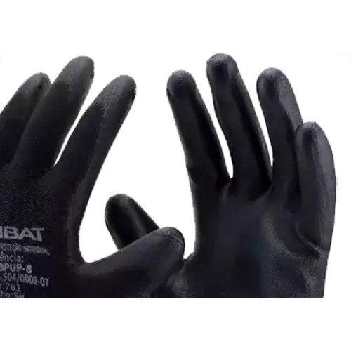 Imbat Luva Poliester  Pu Preto 10 - Kit C/12 Pr