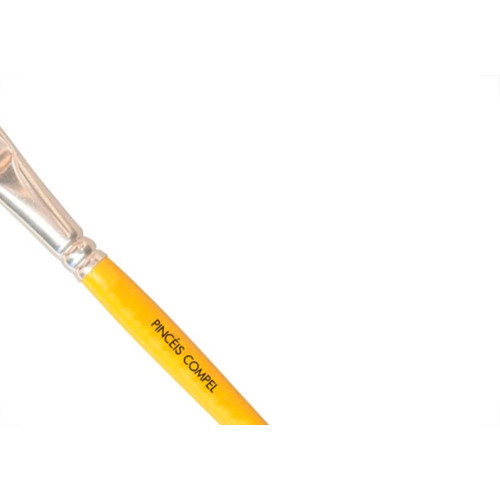 Compel Pincel Chato Cerda Branca 14 - Kit C/6 Pc