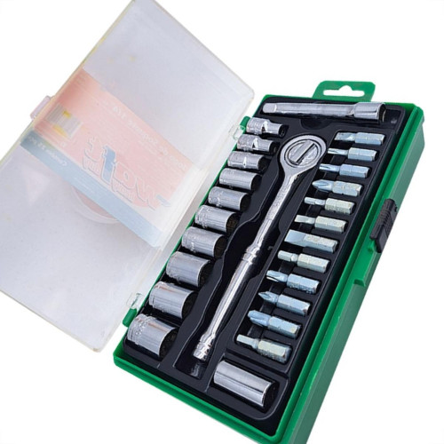 Kit Waft Jogo Soquete 1/4'' Com Catraca Com 25 Pecas 6044