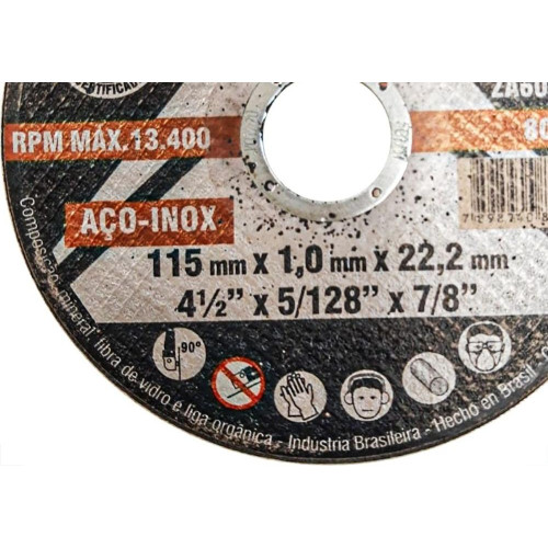 Disco Aco Inox Itambe 4.1/2''X5/128''X7/8'' Premium - Fino 1,0Mm - Kit C/25 Pecas