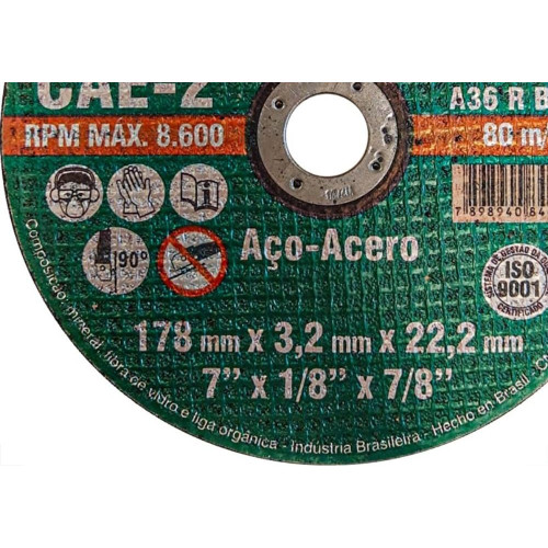 Disco Corte Ferro Itambe 7''X1/8''X7/8''- 2 Telas Cae-2 - 6947
