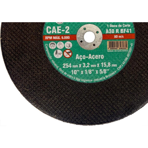 Disco Corte Ferro Itambe 10'' X1/8''X5/8''- 2 Telas Cae-2