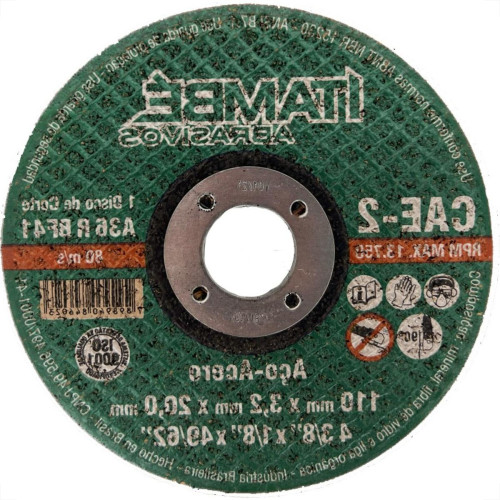 Disco Corte Ferro Itambe 4.3/8''X1/8''X49/62'' - Cae-2 - F-20 Makita - 2 Telas - Kit C/10 Pecas