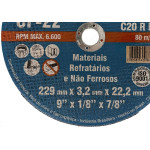 Disco Corte Refratario Itambe 9''X1/8''X7/8''- 2 Telas Cf-22