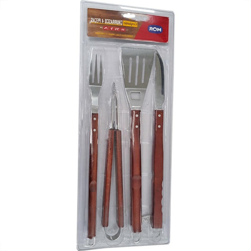 Kit Churrasco Mor-Garfo + Faca +Espatula + Pegador