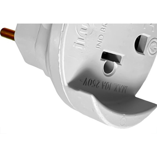 Pino Adaptador Ilumi Universal 2 Polos+Terra 10A. Cinza - 1209Pct - Kit C/10 Pecas