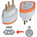 Pino Adaptador Daneva 2 Polos+Terra 10A. Chato Para Redondo 1630 - Kit C/12 Pecas