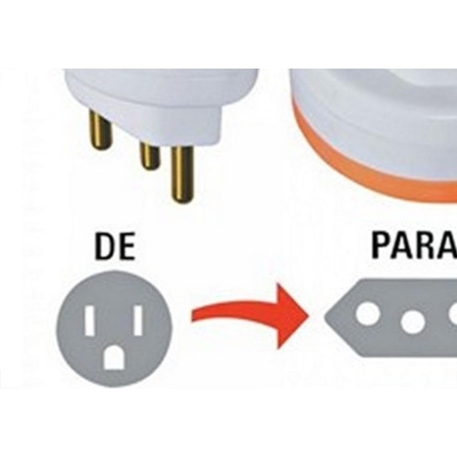 Pino Adaptador Daneva 2 Polos+Terra 10A. Chato Para Redondo 1630 - Kit C/12 Pecas