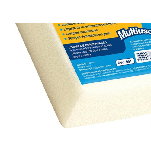 Espuma Em Bloco Castor Branca 7Cm X 13Cm X 20Cm - 051 - Kit C/12 Pecas