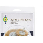 Escova De Aco Circular Brasfort Jogo 5 Pecas Latonadas Com Haste - 7270