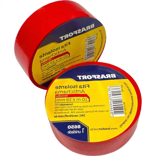 Fita Isolante Brasfort 10M Vermelha - 8650 - Kit C/10 Pecas Fita Isolante Brasfort 10M Vermelha - 8650 - Kit C/10 Pecas