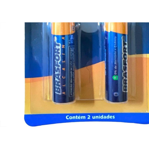 Pilha Brasfort Alcalina Aa Pequena Cartela Com 02 Pecas 6301 - Kit C/12 Cartelas