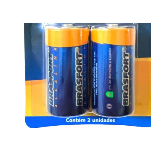 Pilha Brasfort Alcalina C Media Cartela Com 02 Pecas 6302