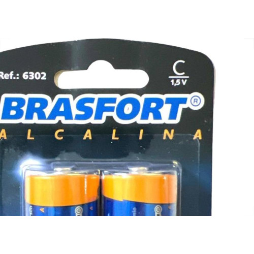 Pilha Brasfort Alcalina C Media Cartela Com 02 Pecas 6302