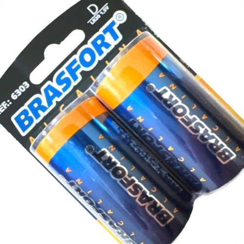 Pilha Brasfort Alcalina D Grande Cartela Com 02 Pecas 6303