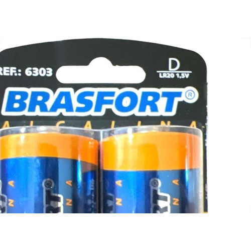 Pilha Brasfort Alcalina D Grande Cartela Com 02 Pecas 6303