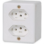 Sistema Box Ilumi 2 Tomadas 2 Polos+Terra 10A. Branco - 63120