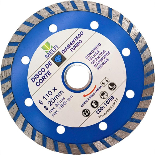 Disco Diamantado Melfi Turbo Seco 110Mm X 20Mm - 10703