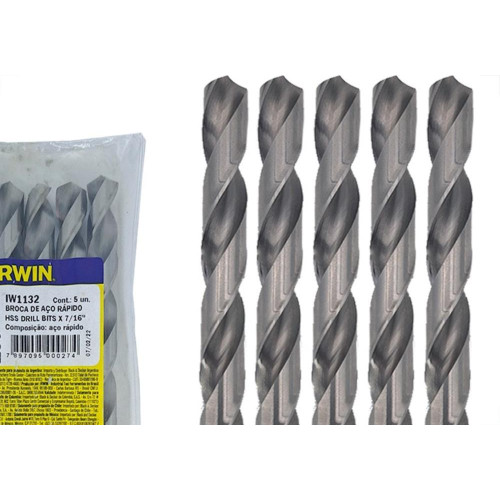Broca Aco Rapido Irwin   7/16'' - Kit C/5 Pecas