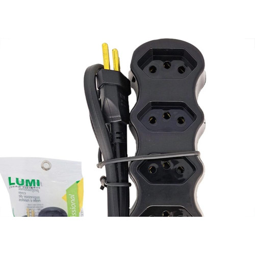 Filtro Linha Ilumi 4 Tomadas Com Teste De Tensao 127/220V. E Chave Disjuntora Cabo Pp 3X075Mm Preto - 34013