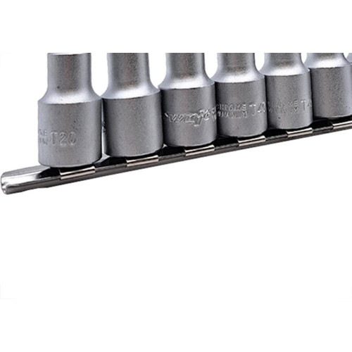 Kit Waft Soquete Bits Torx Curto 1/2''Cromo Vanadio Com 7 Pecas 6345