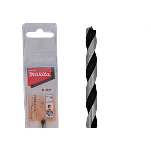 Broca Aco Carbono Madeira Makita 3 Pontas 5Mm - Kit C/5 Pecas