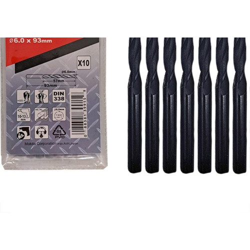 Broca Aco Rapido Makita 6,00Mm - Kit C/10 Pecas