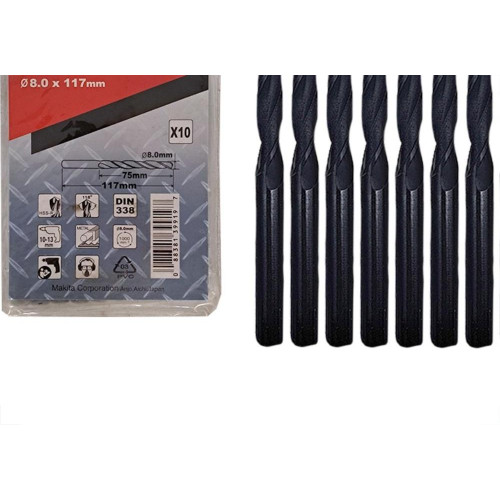 Broca Aco Rapido Makita 8,00Mm - Kit C/10 Pecas