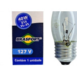 Lampada Vela Lisa Brasfort 40Wx127V. Clara - Kit C/10 Pecas