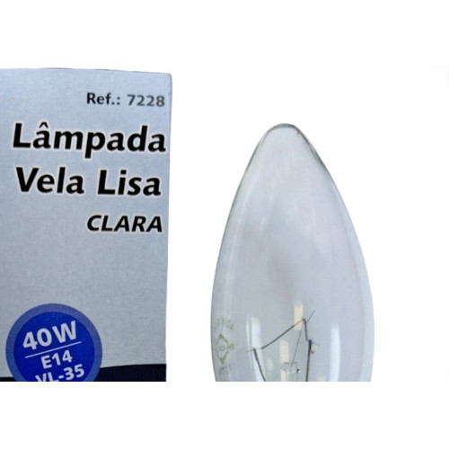 Lampada Vela Lisa Brasfort E-14 Clara 40Wx127V. - Kit C/10 Pecas