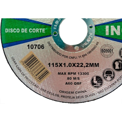 Disco Aco Inox Melfi 115Mmx1,0Mmx22,2Mm - 10706