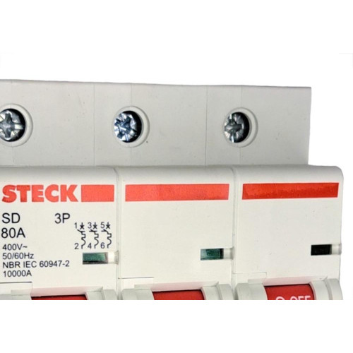 Disjuntor Steck ''Din'' Tripolar 80A. C