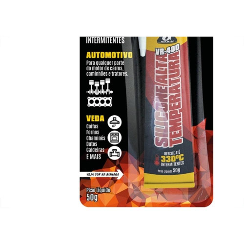Silicone Bond Garin Alta Temperatura Bisnaga Vermelha 50G Blister