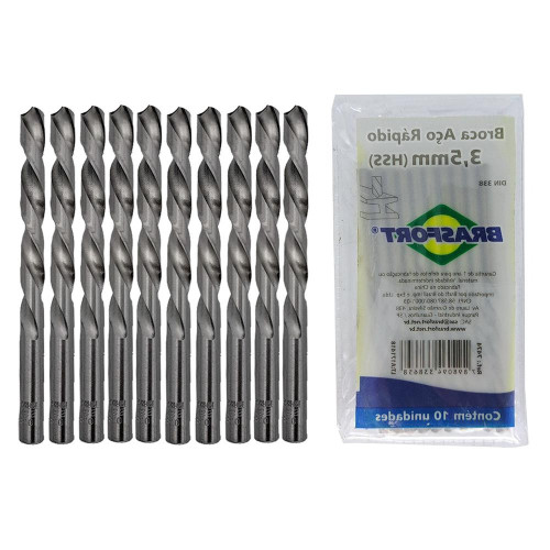 Broca Aco Rapido Brasfort 3,5Mm - 7474 - Kit C/10 Pecas