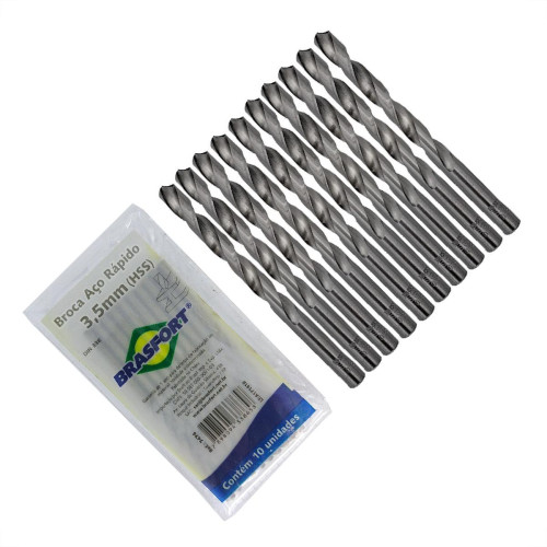 Broca Aco Rapido Brasfort 3,5Mm - 7474 - Kit C/10 Pecas