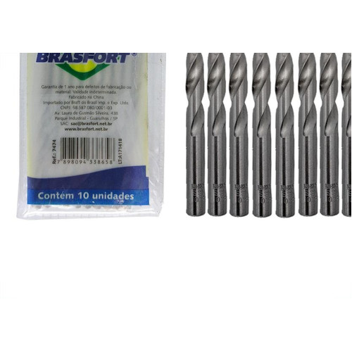 Broca Aco Rapido Brasfort 3,5Mm - 7474 - Kit C/10 Pecas