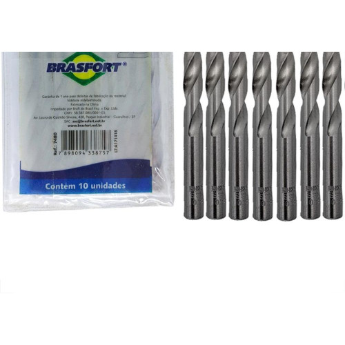 Broca Aco Rapido Brasfort 6,5Mm - 7480 - Kit C/10 Pecas