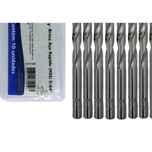 Broca Aco Rapido Brasfort 5/64'' - 7495 - Kit C/10 Pecas