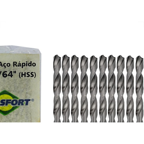 Broca Aco Rapido Brasfort   13/64'' - 7503 - Kit C/10 Pecas
