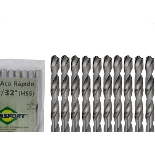 Broca Aco Rapido Brasfort   9/32'' - 7508 - Kit C/10 Pecas